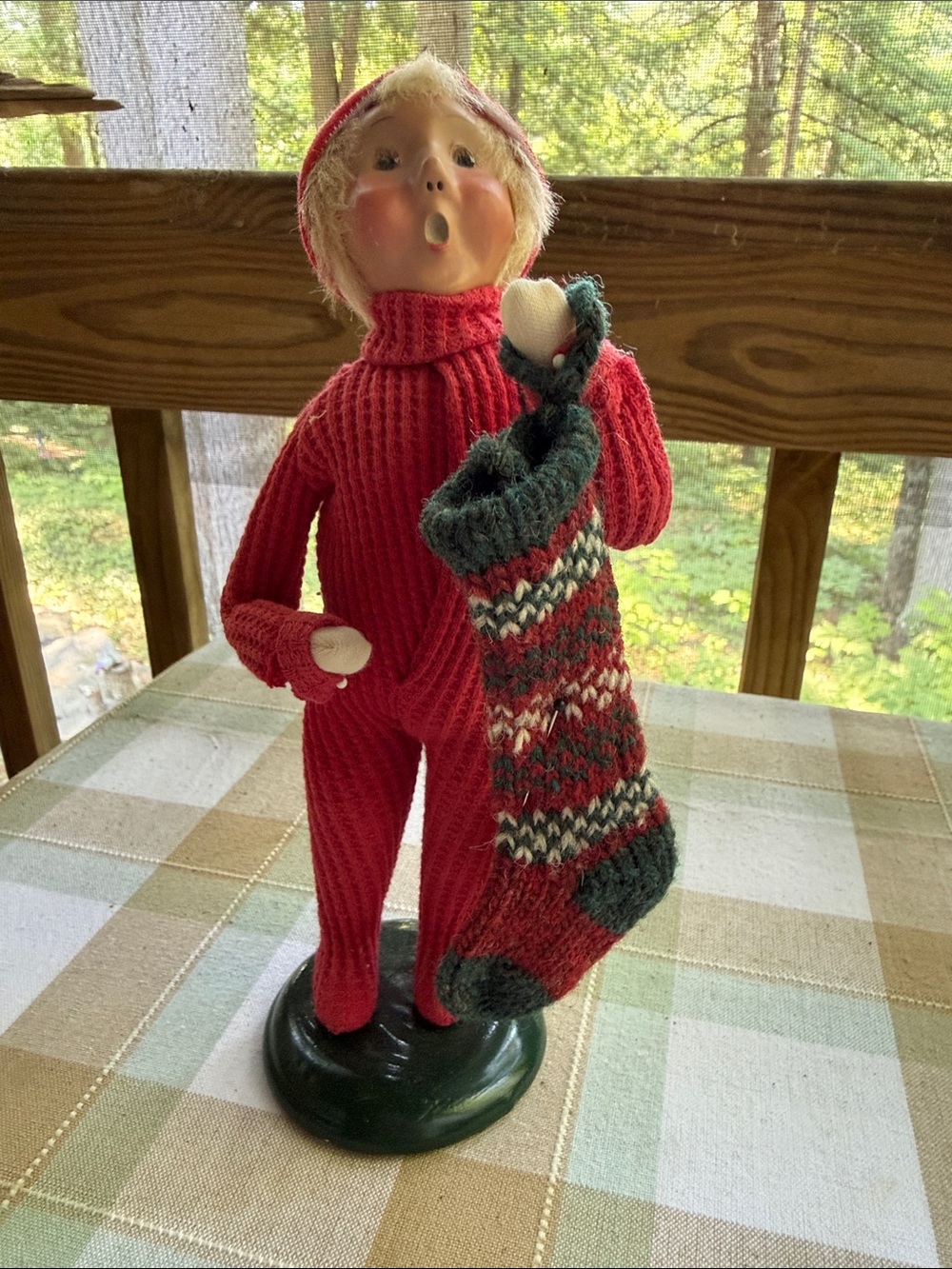 Vintage Byers Choice Boy with Christmas Stocking 2002